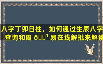八字丁卯日柱，如何通过生辰八字查询和周 🌹 易在线解批来解读命运